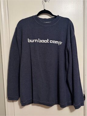 Burn Boot Camp Navy Waffle Knit Crewneck Sweatshirt